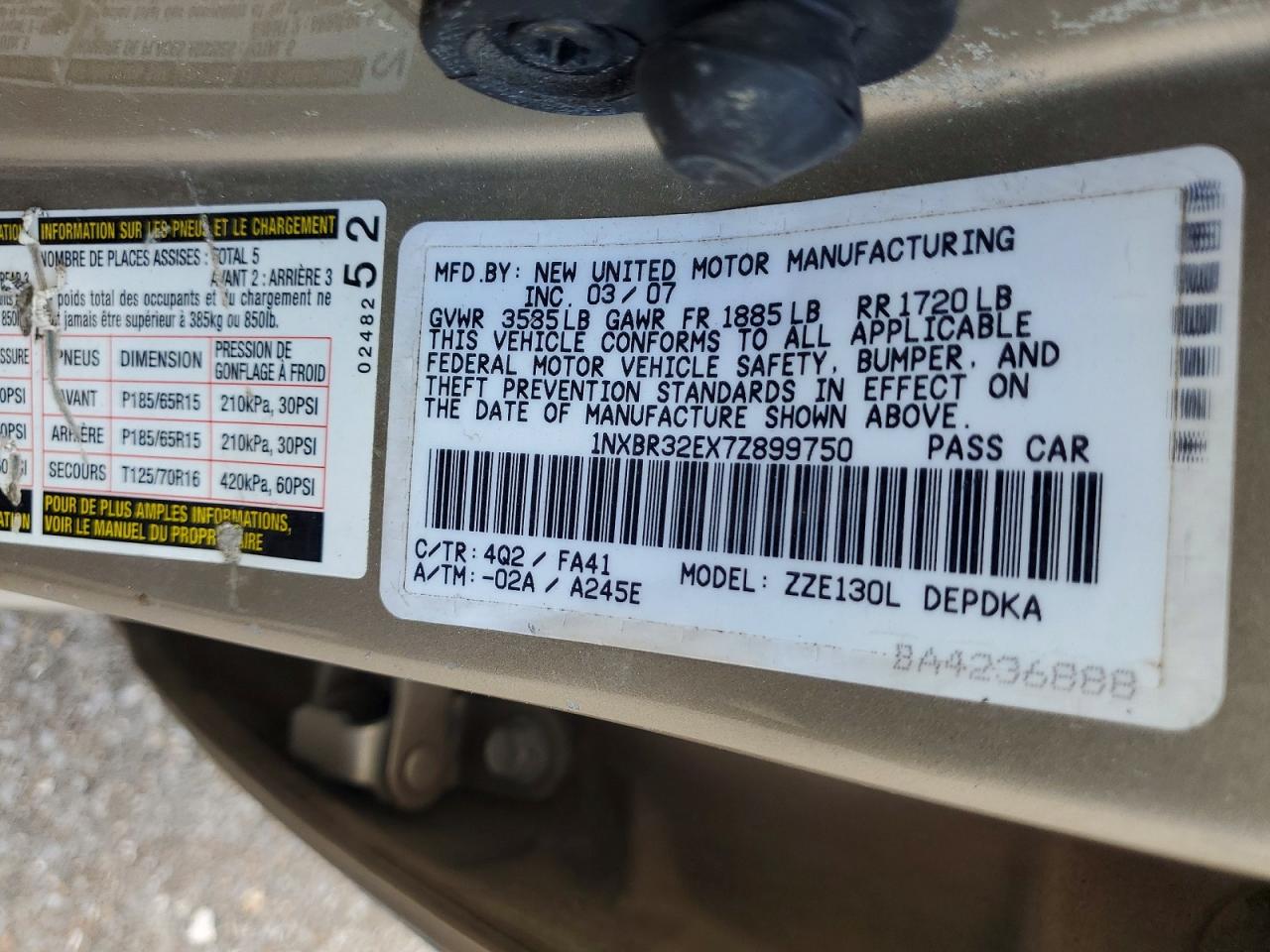 2007 TOYOTA COROLLA