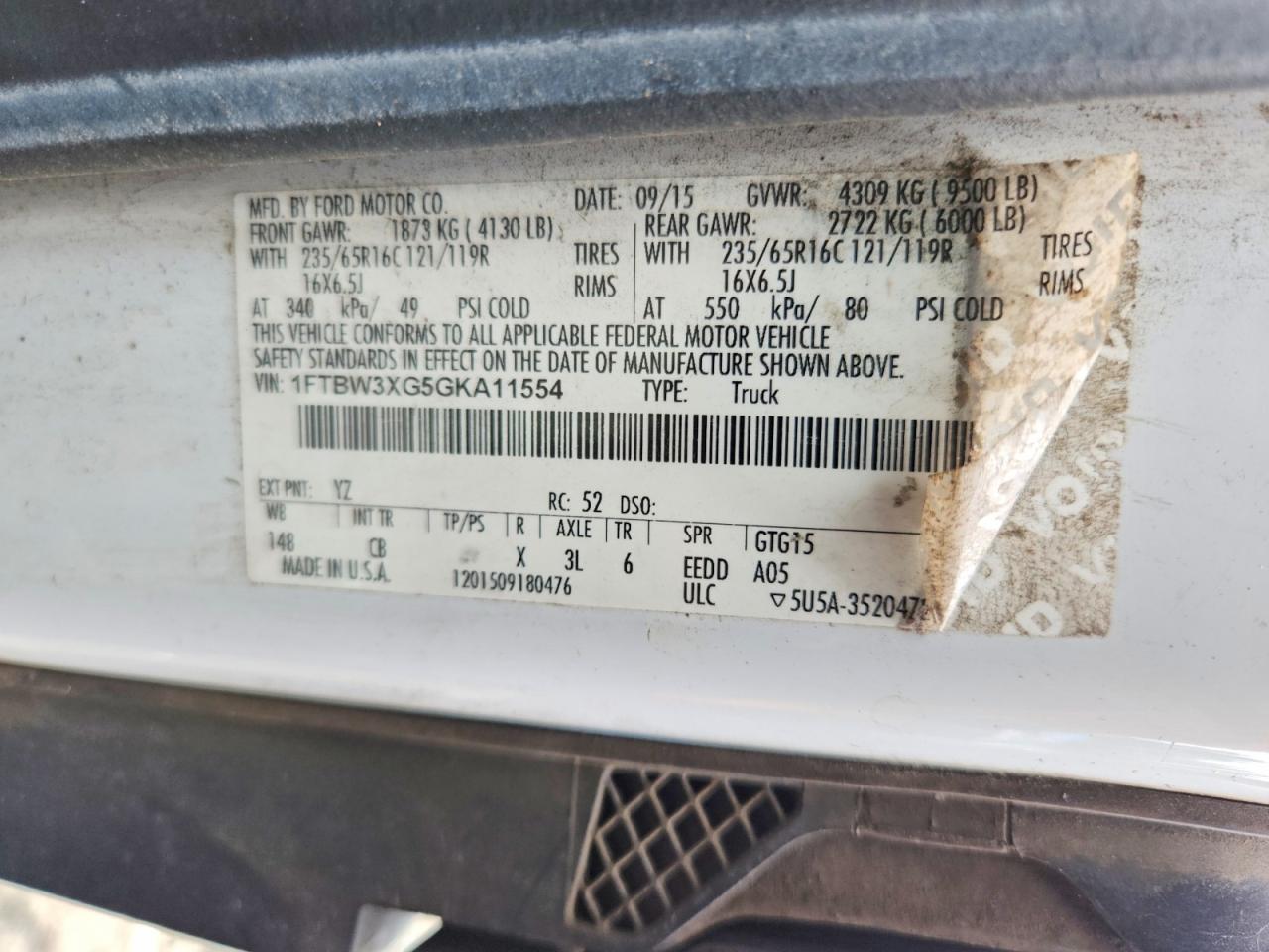 2016 FORD TRANSIT