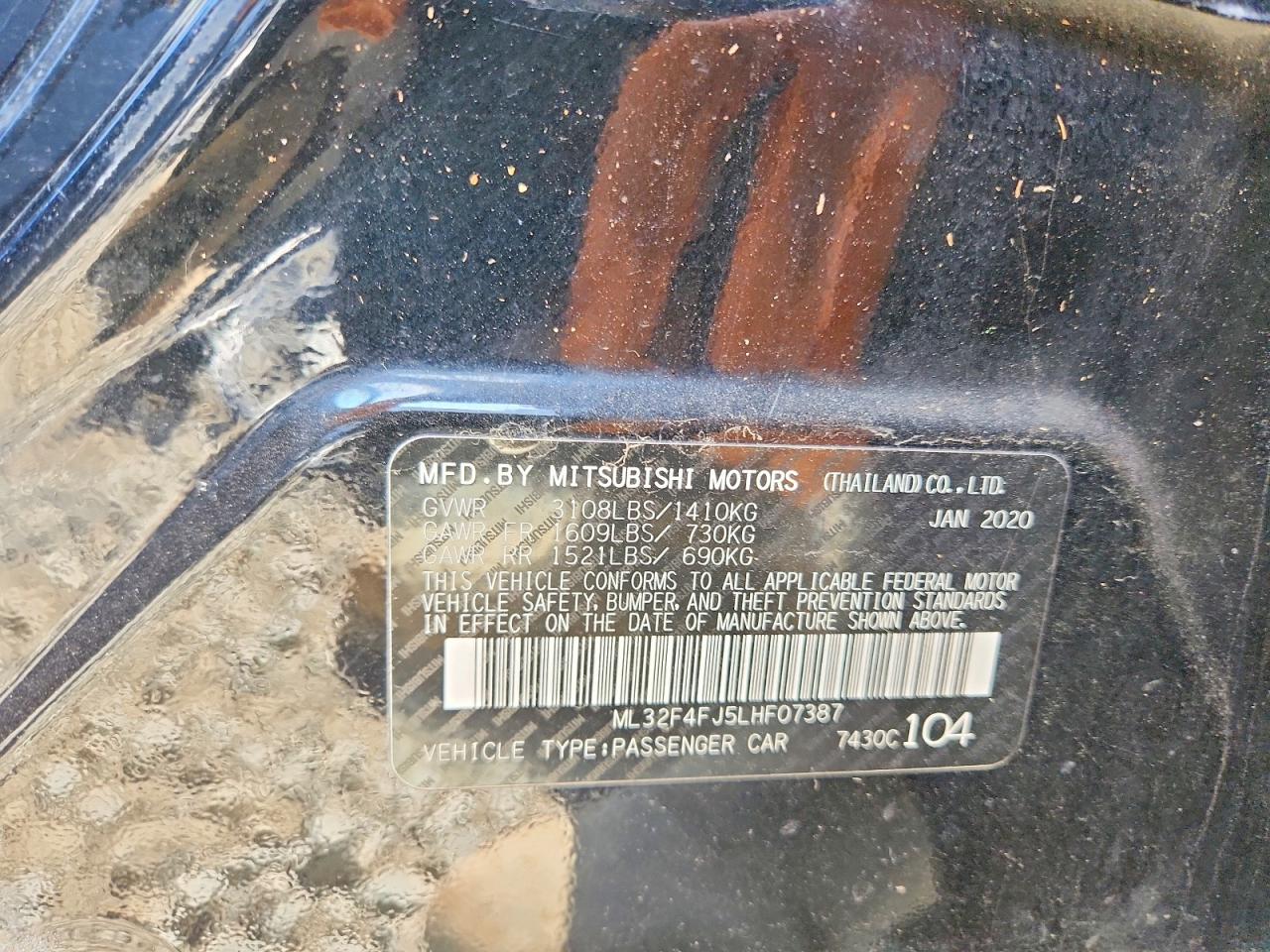 2020 MITSUBISHI MIRAGE