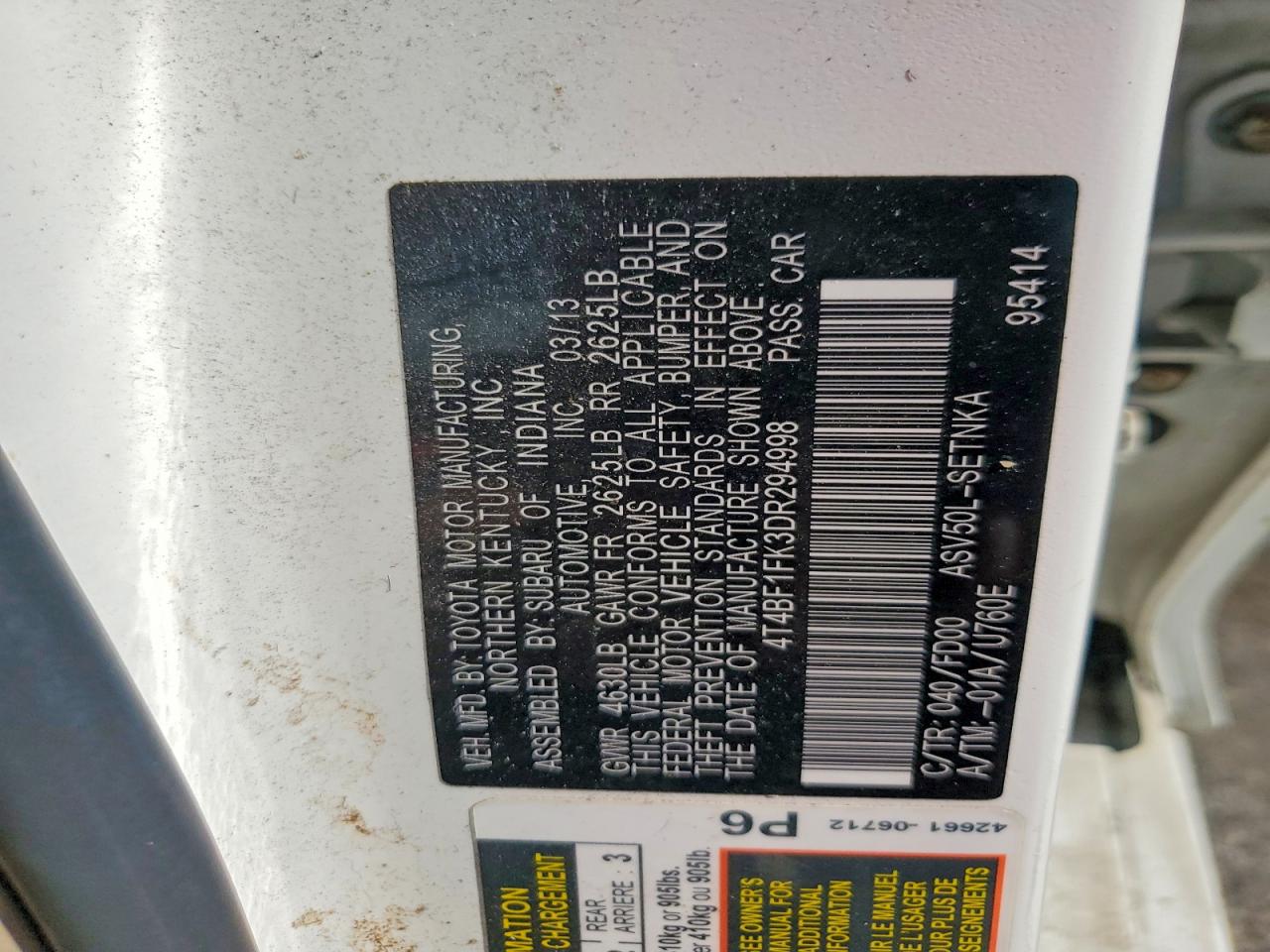 2013 TOYOTA CAMRY