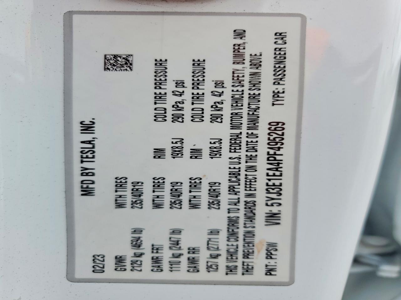 2023 TESLA MODEL 3