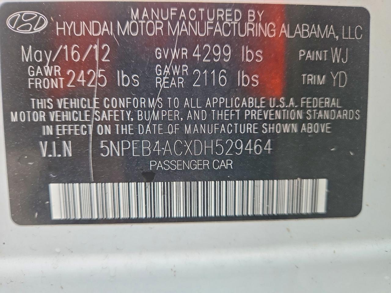 2013 HYUNDAI SONATA