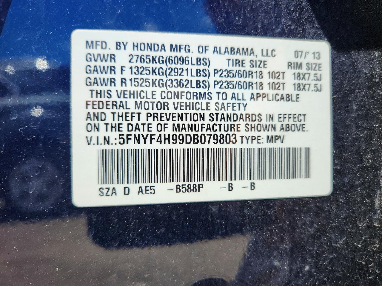 2013 HONDA PILOT