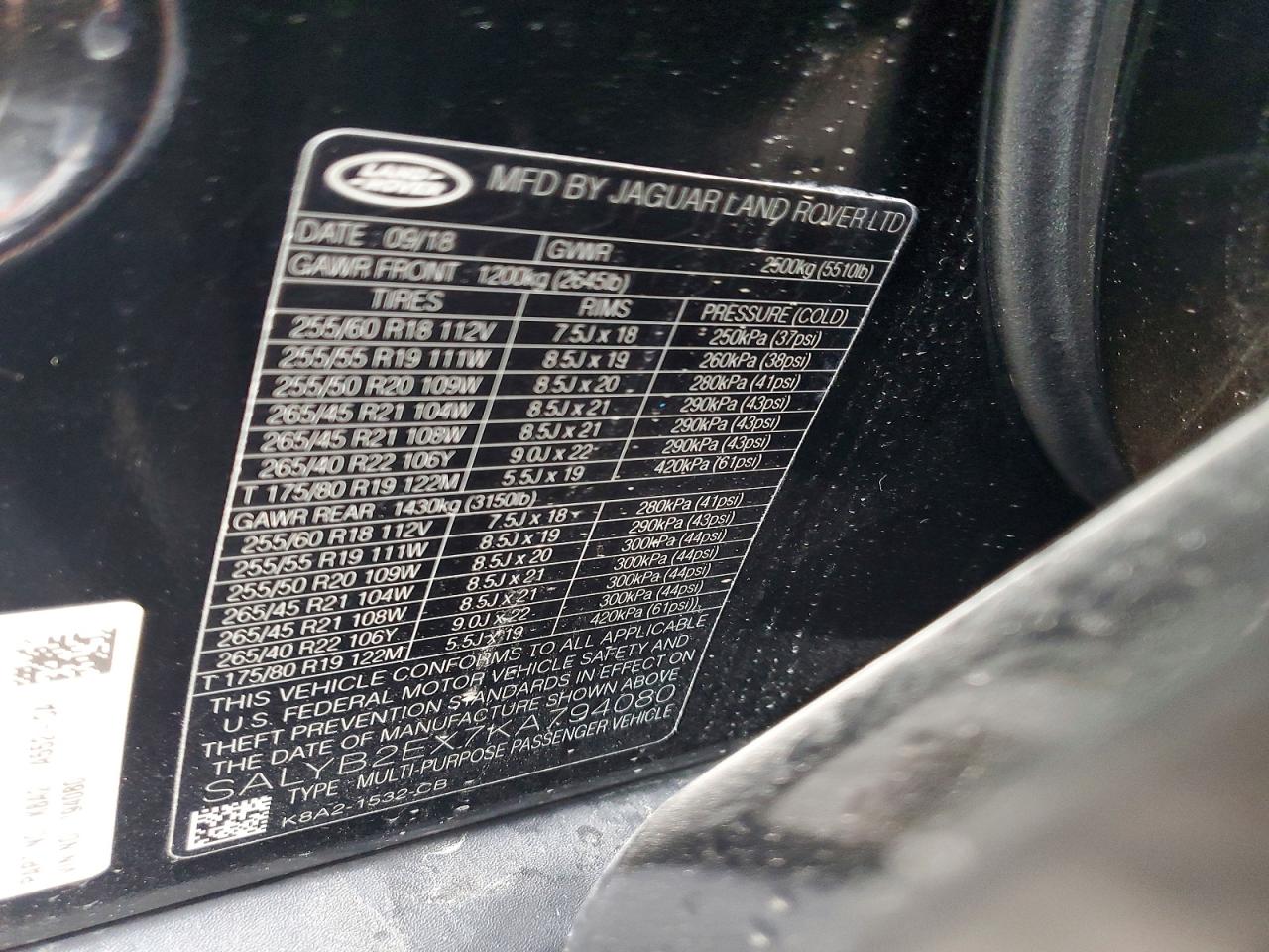 2019 LAND ROVER RANGEROVER