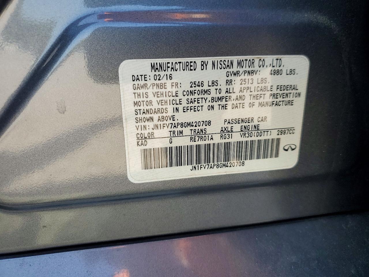 2016 INFINITI Q50
