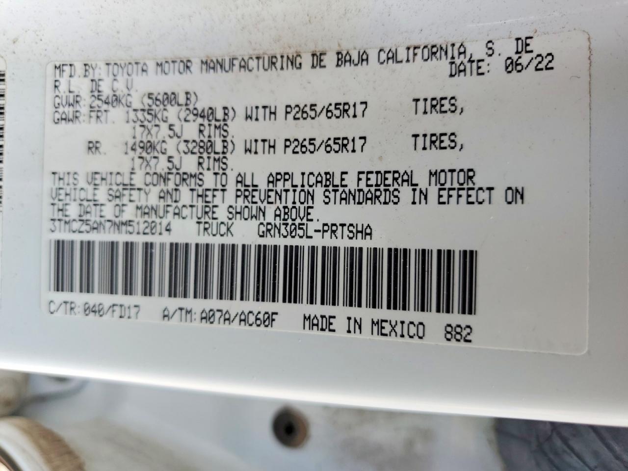 2022 TOYOTA TACOMA