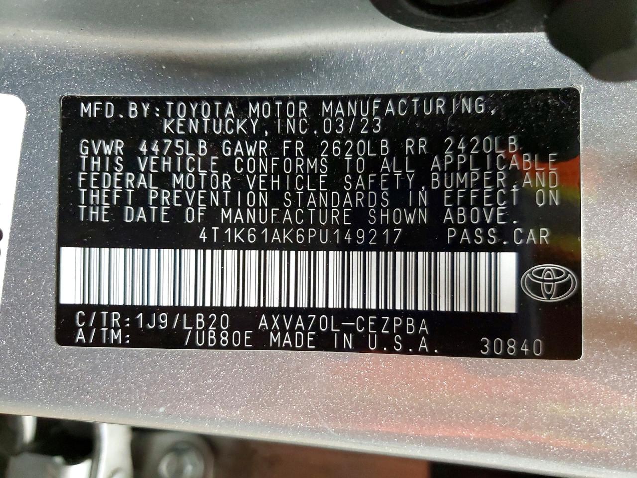 2023 TOYOTA CAMRY
