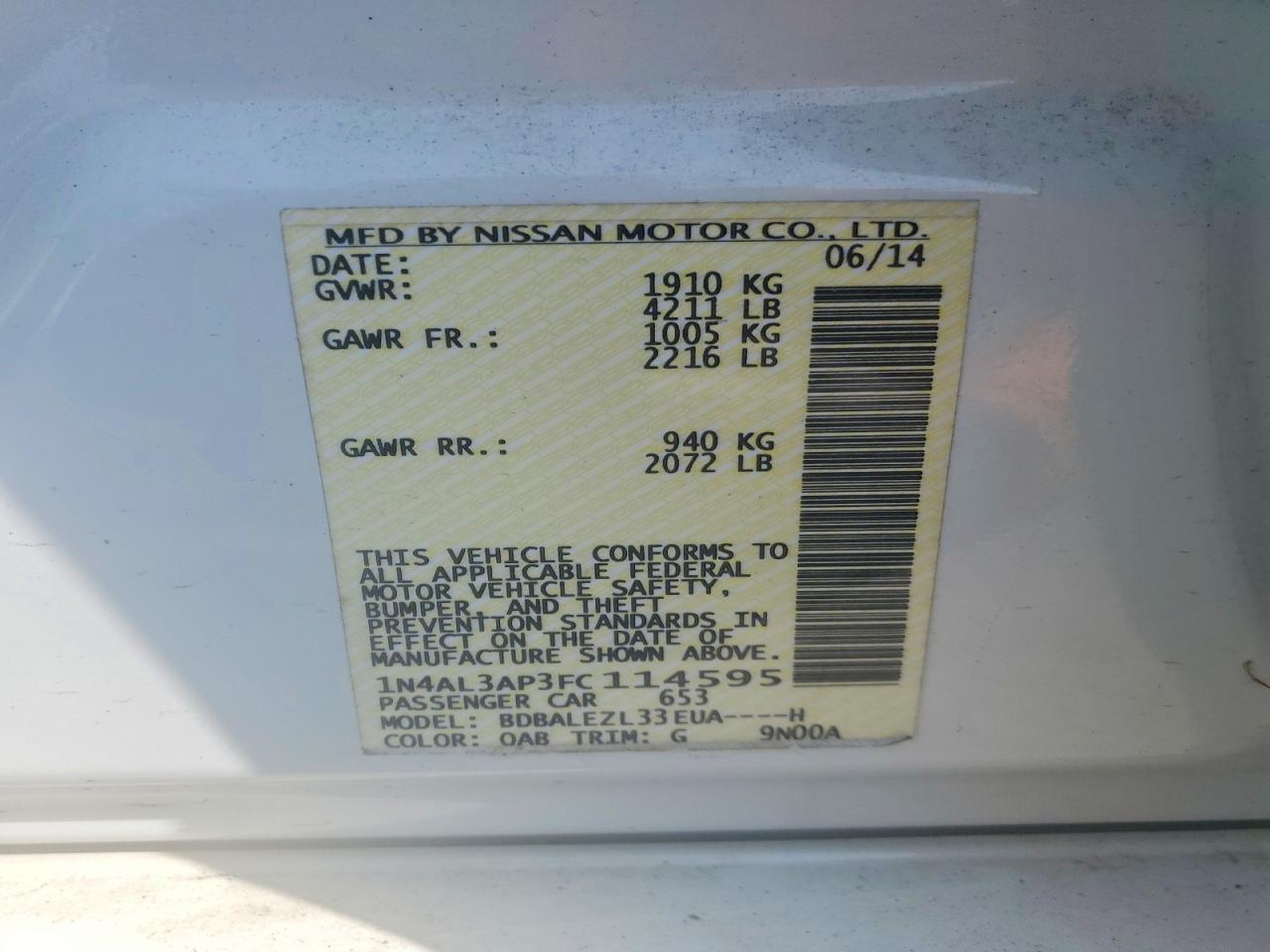 2015 NISSAN ALTIMA