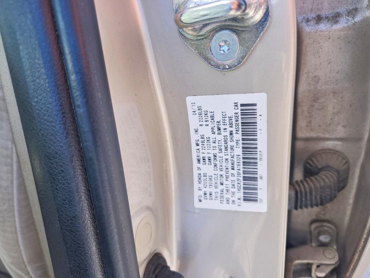 2015 HONDA ACCORD