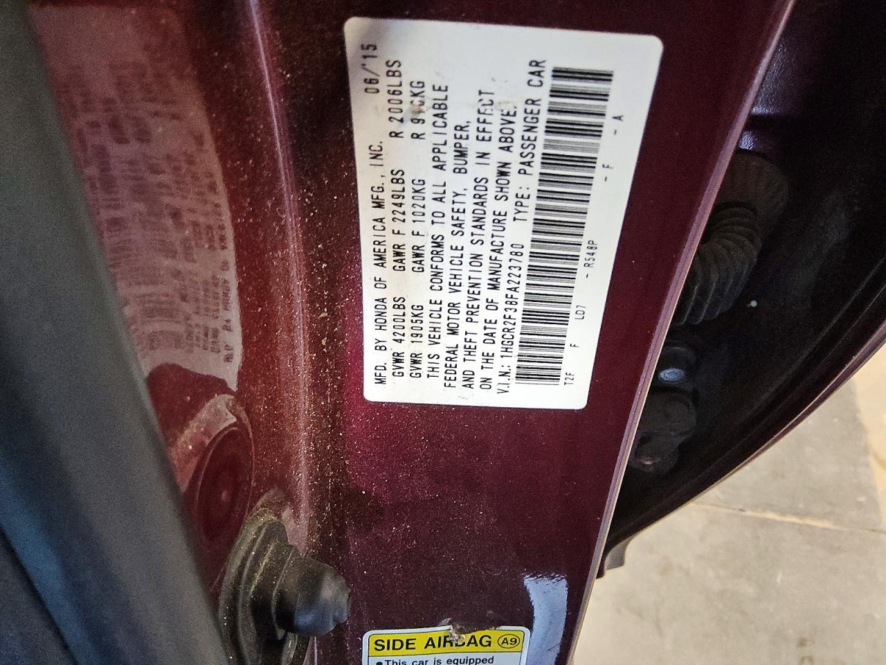 2015 HONDA ACCORD