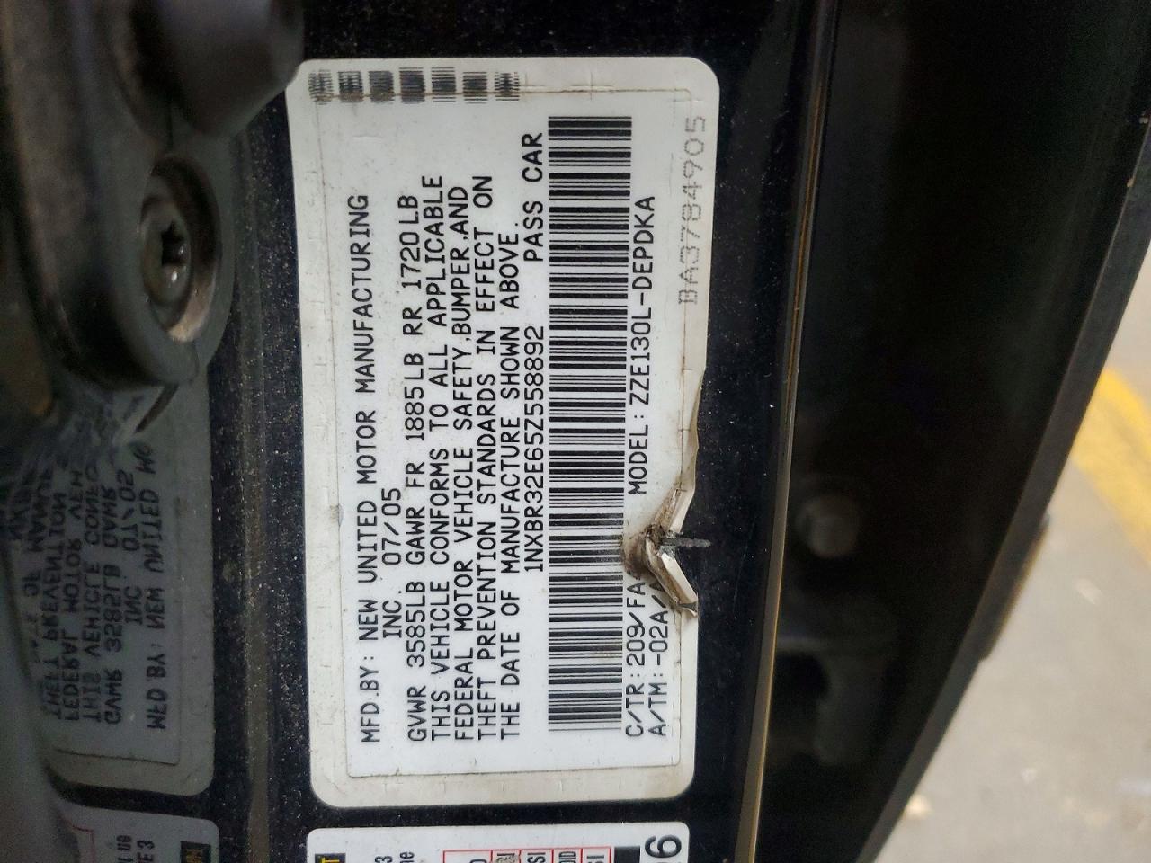2005 TOYOTA COROLLA