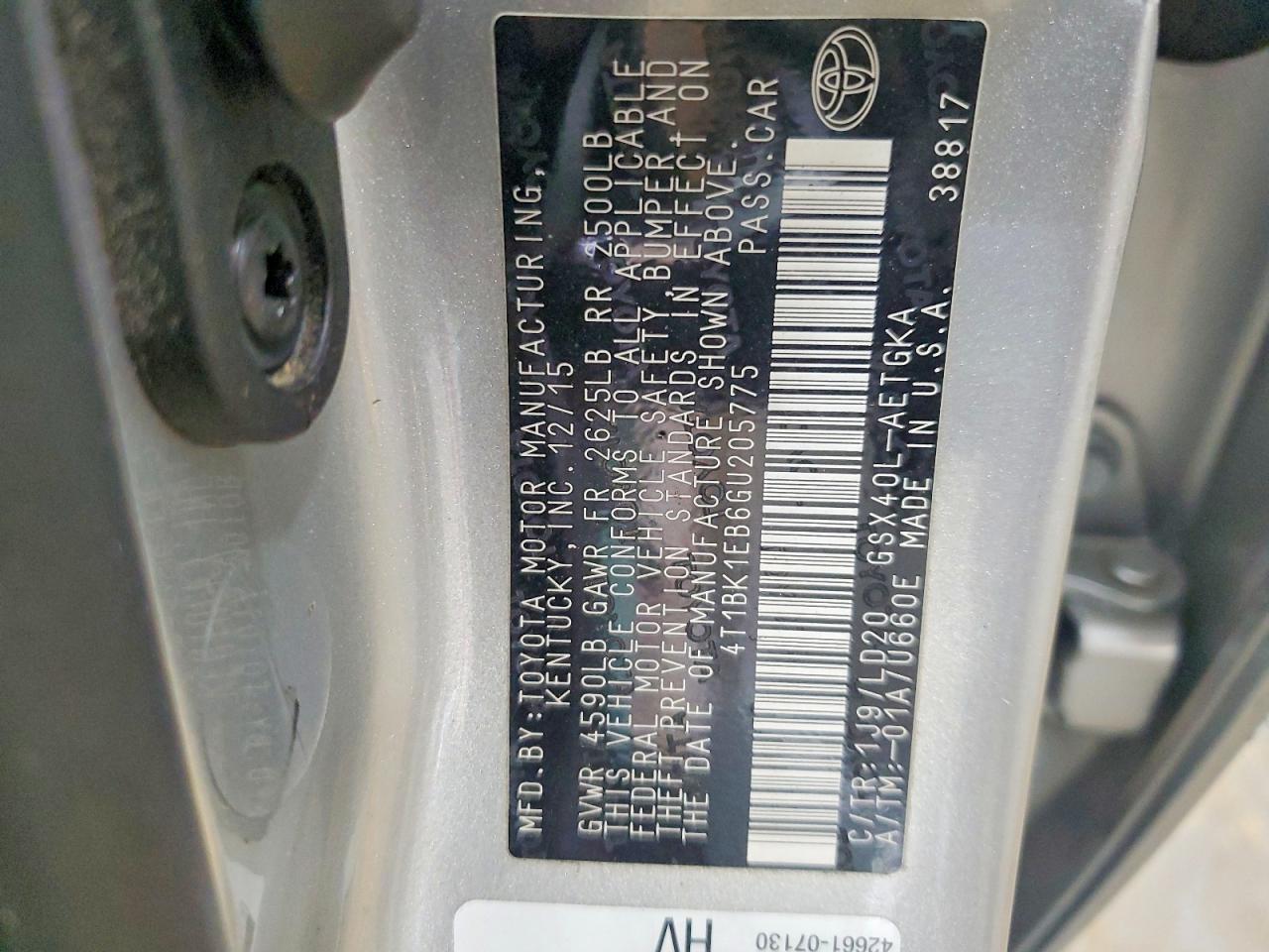 2016 TOYOTA AVALON