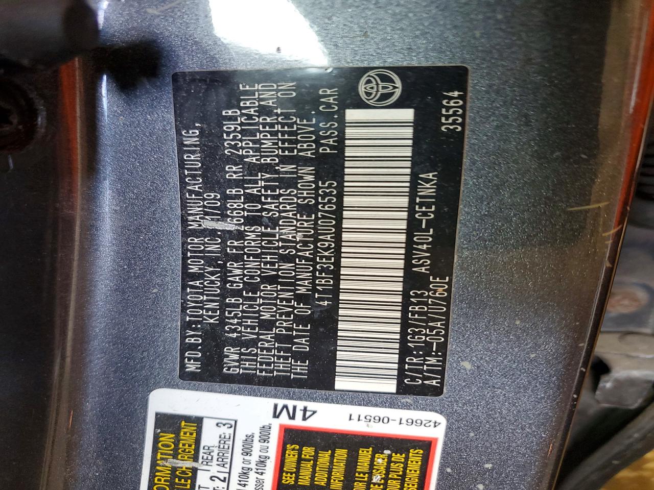 2010 TOYOTA CAMRY