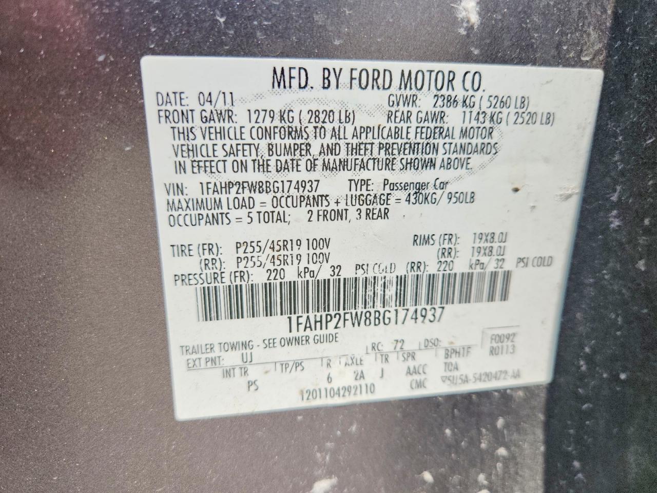 2011 FORD TAURUS