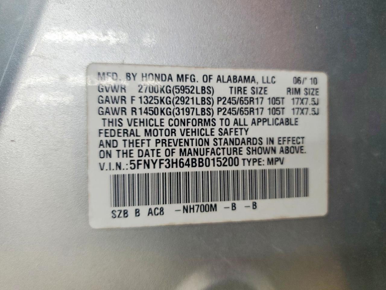 2011 HONDA PILOT