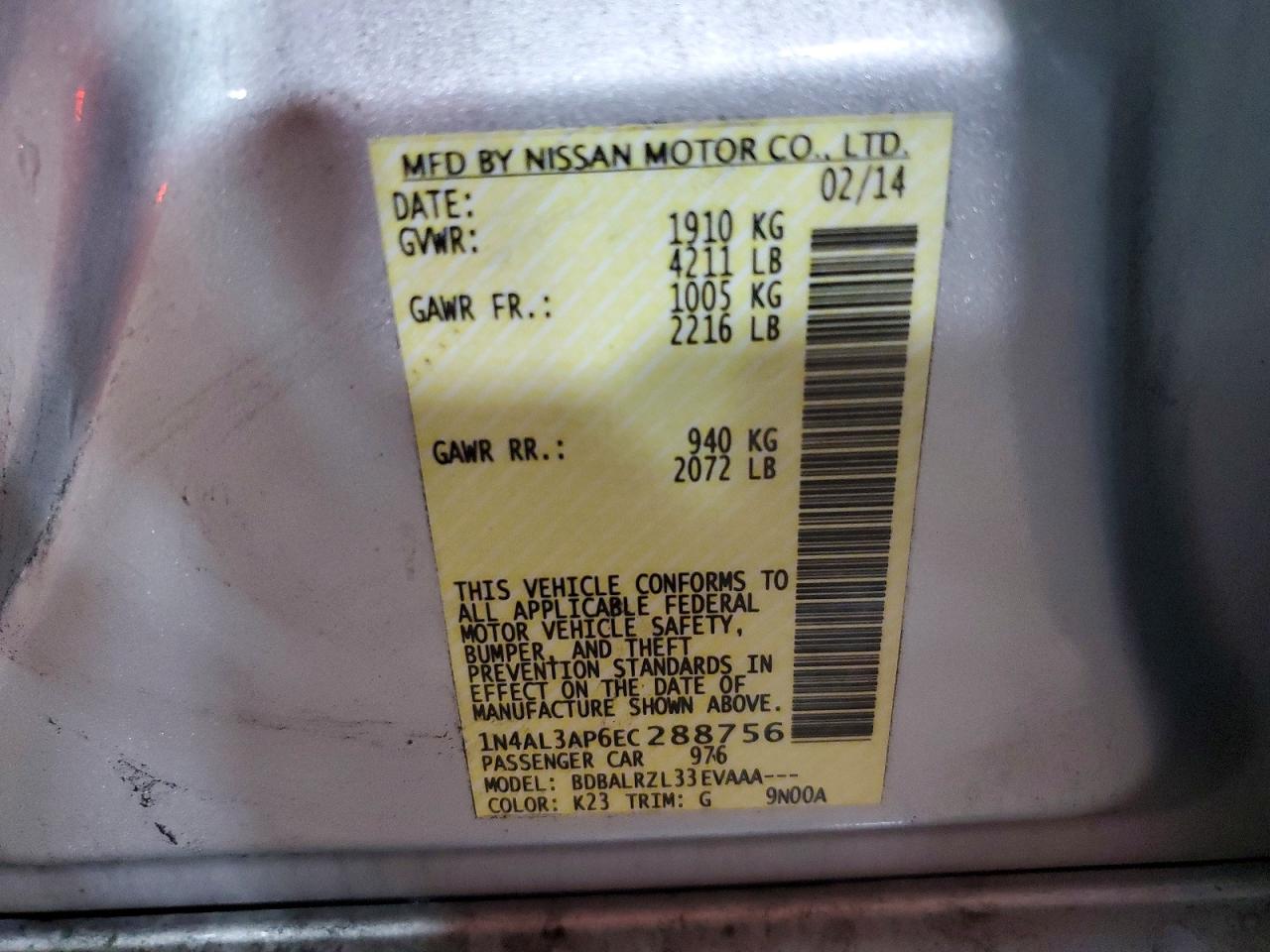 2014 NISSAN ALTIMA