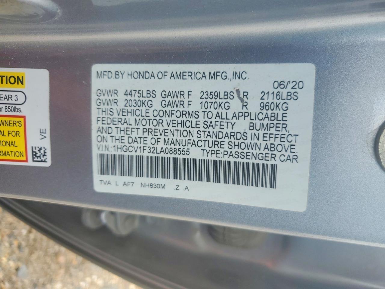 2020 HONDA ACCORD