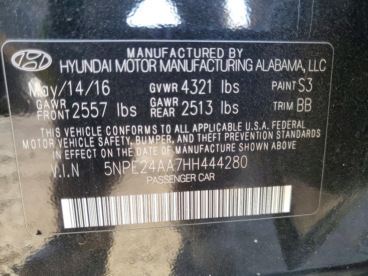 2017 HYUNDAI SONATA
