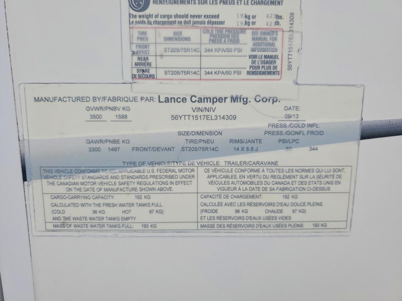 2014 LANCE RECREATION
