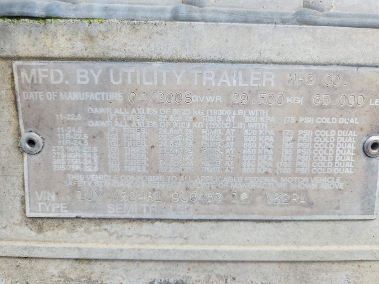 2009 UTILITY TRAILER MANUFACTURE TRAILER