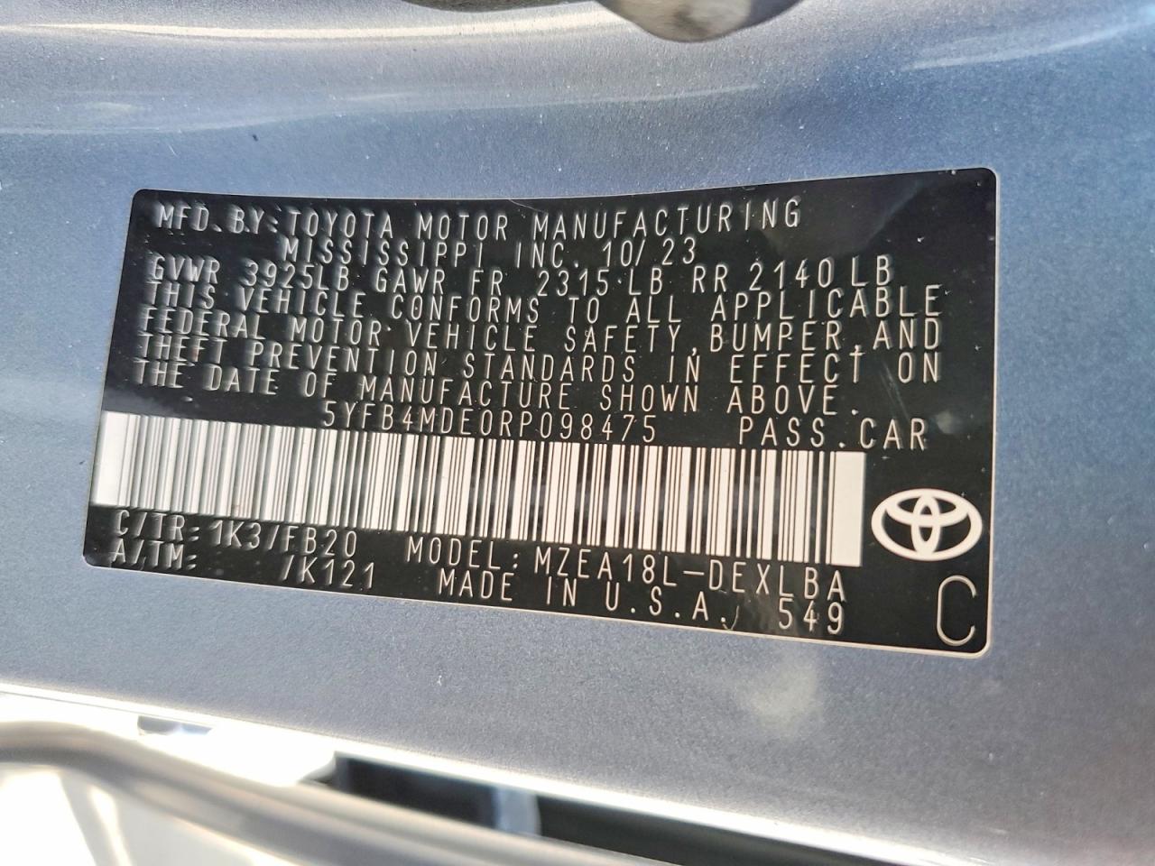 2024 TOYOTA COROLLA