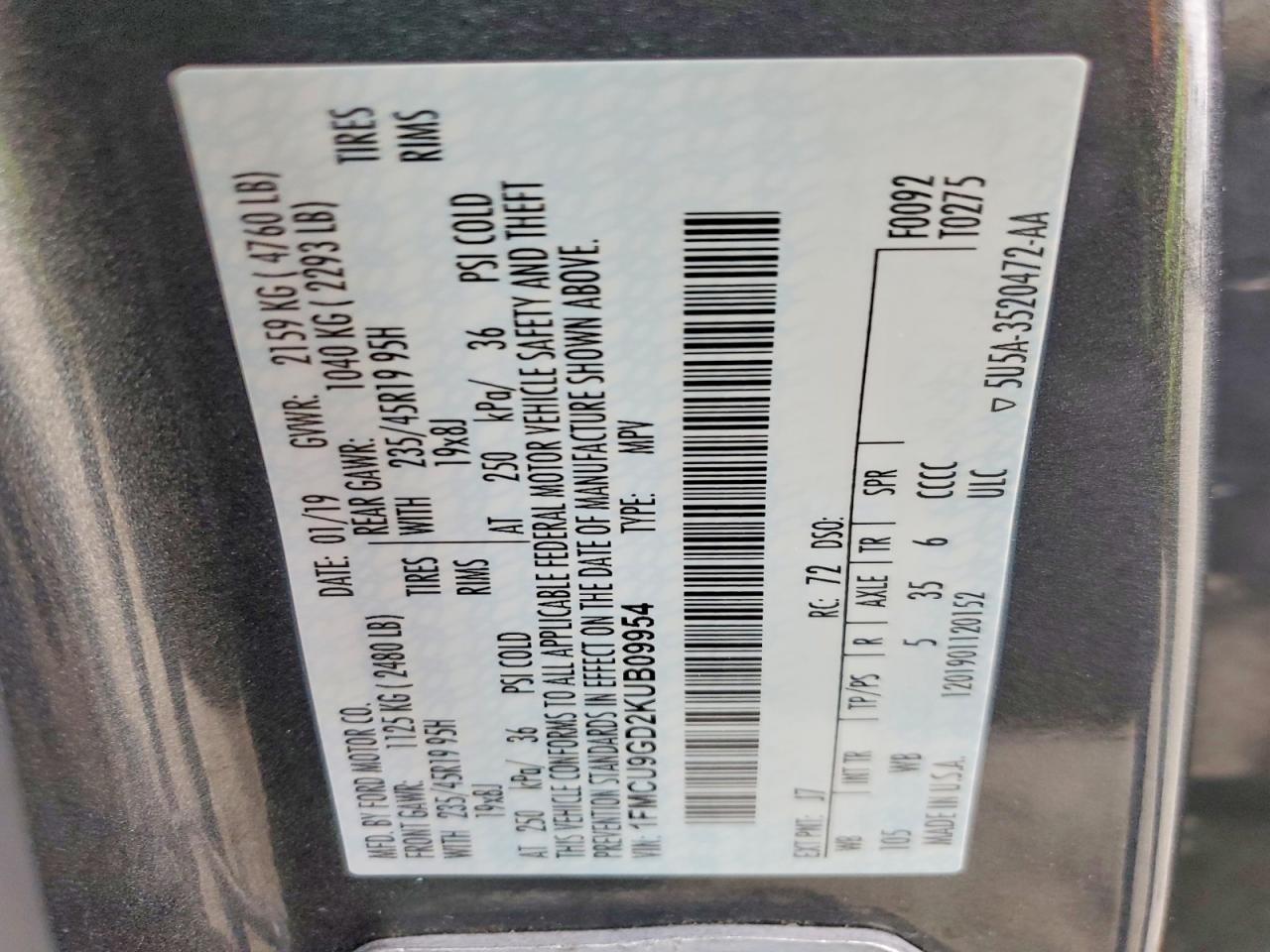 2019 FORD ESCAPE