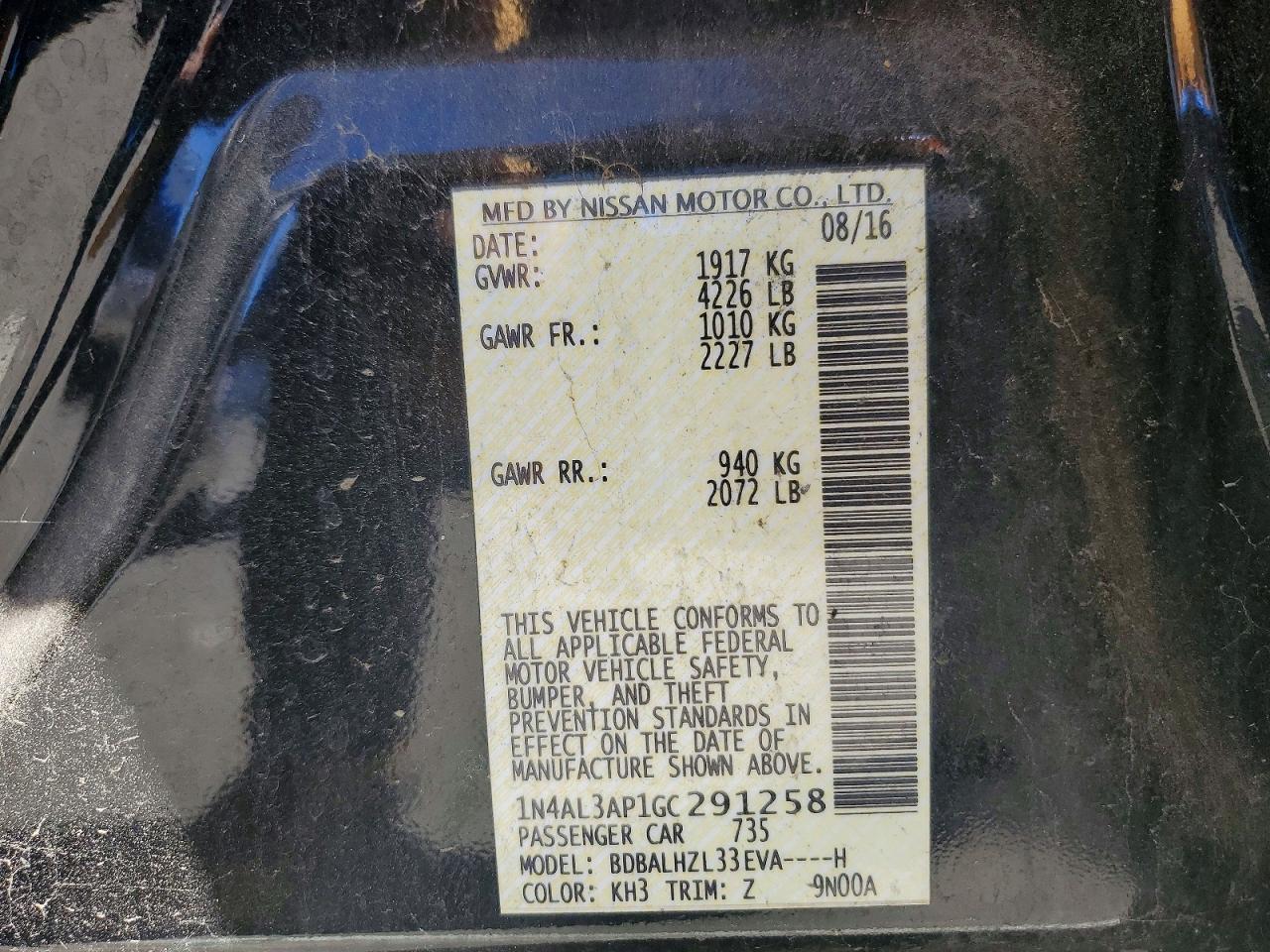 2016 NISSAN ALTIMA
