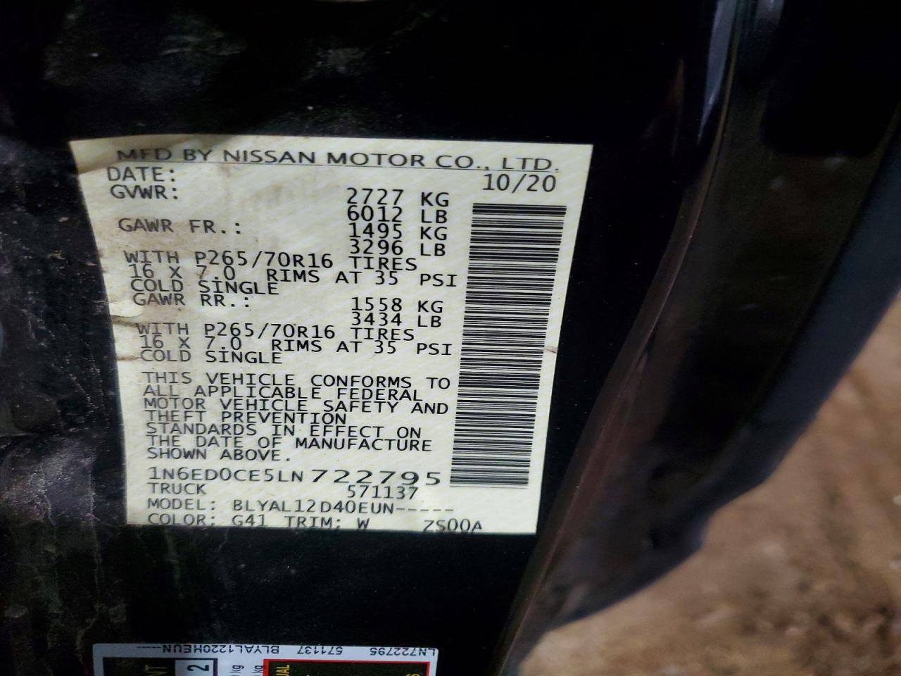 2020 NISSAN FRONTIER