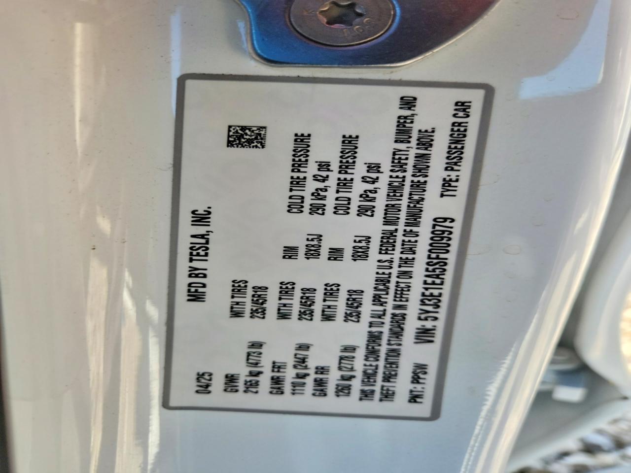 2025 TESLA MODEL 3