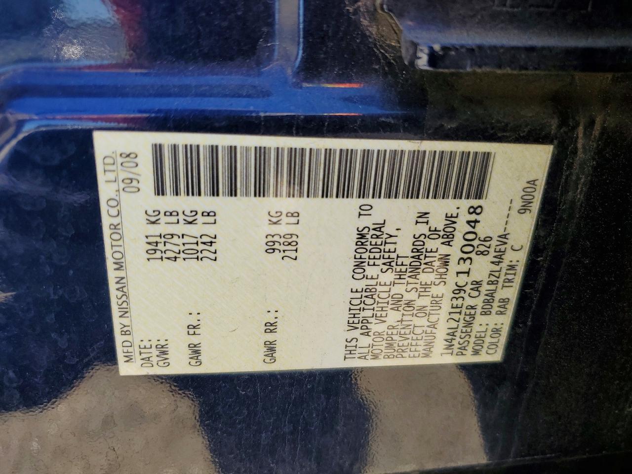 2009 NISSAN ALTIMA