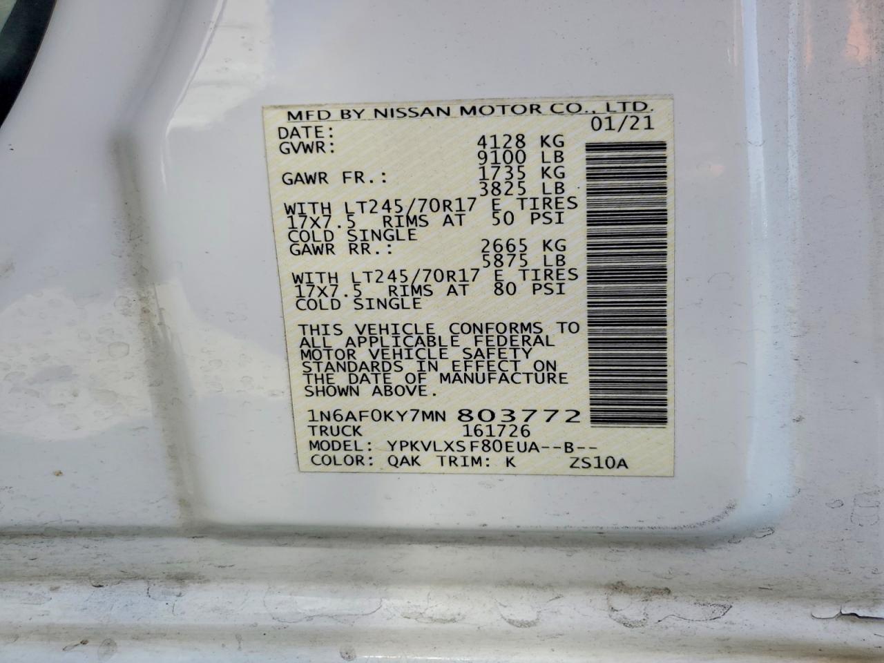 2021 NISSAN NV