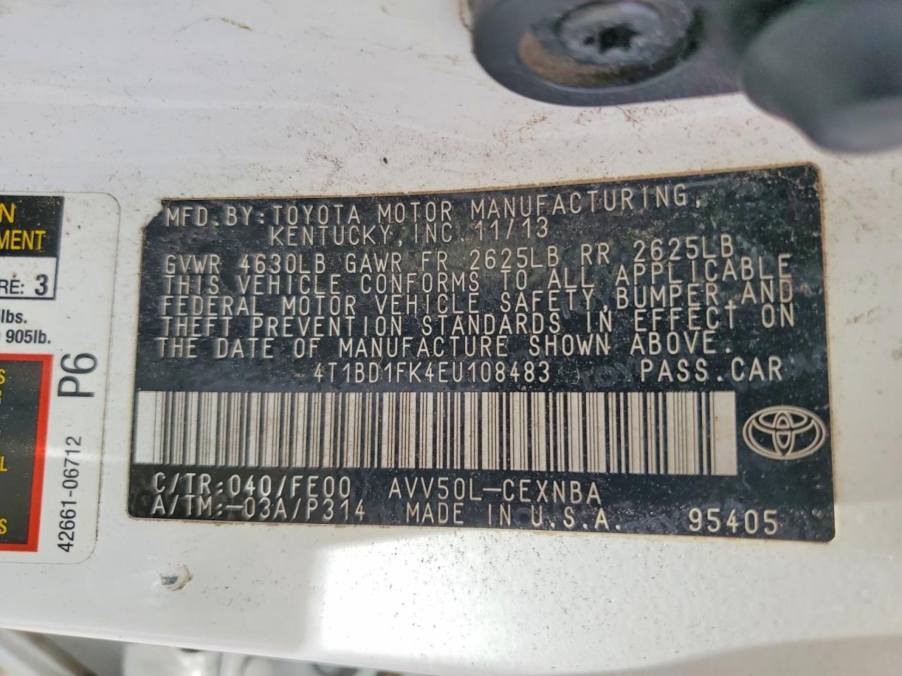 2014 TOYOTA CAMRY SOLA