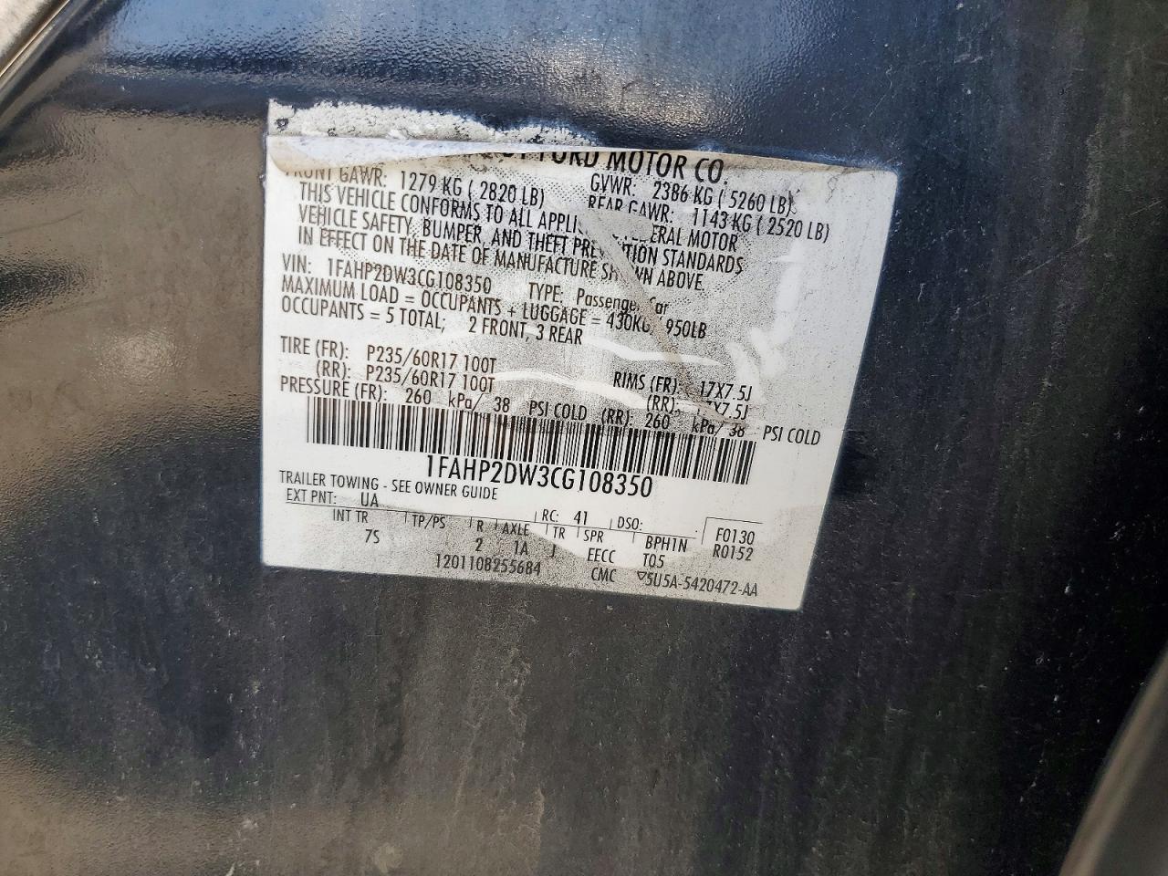2012 FORD TAURUS