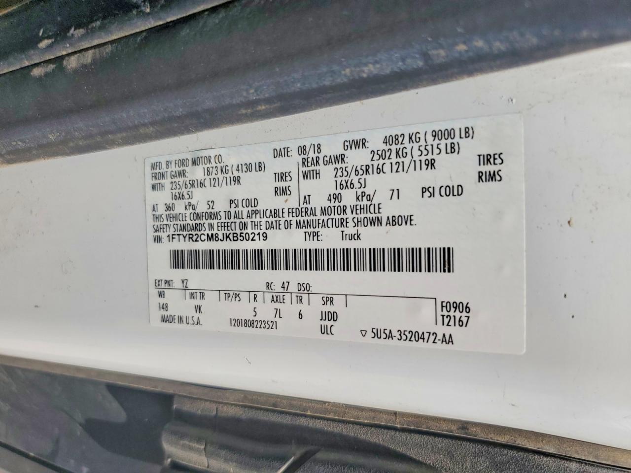 2018 FORD TRANSIT