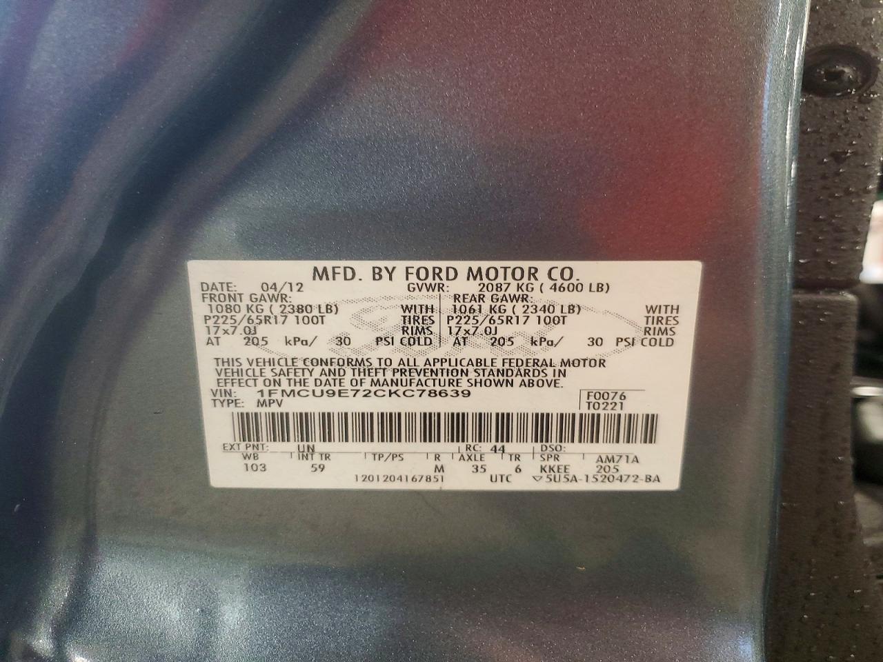 2012 FORD ESCAPE