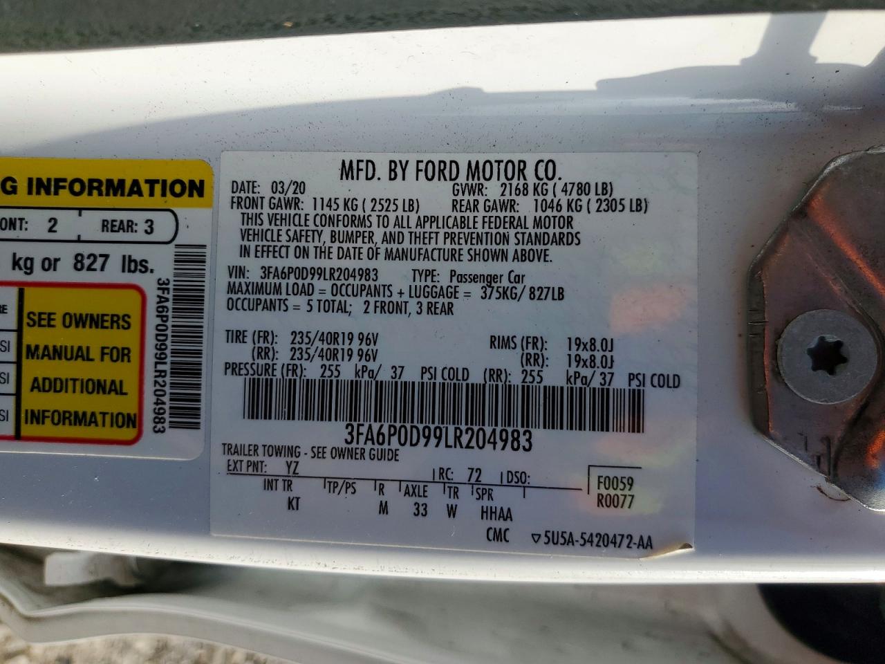 2020 FORD FUSION