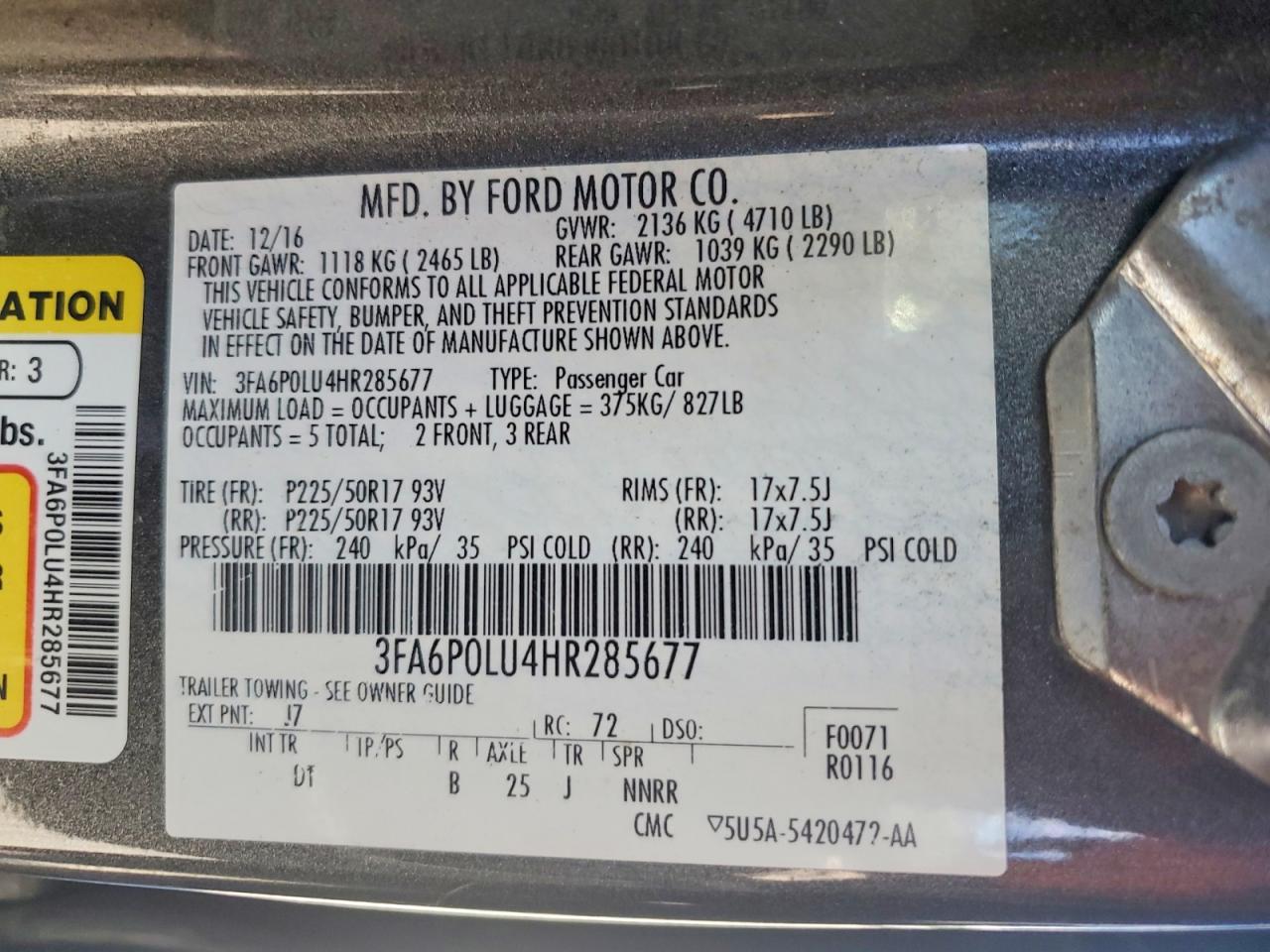 2017 FORD FUSION