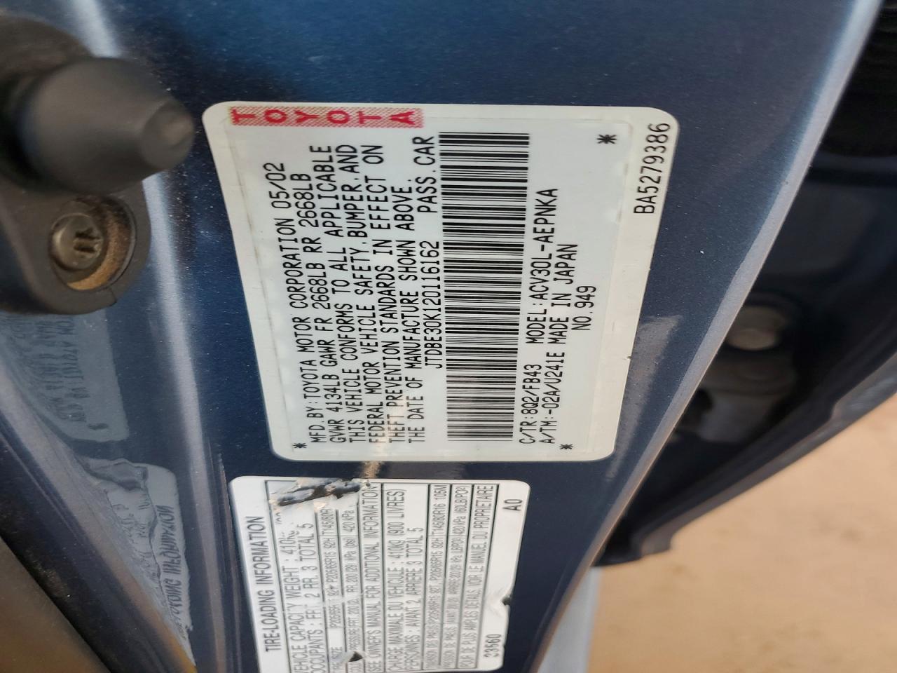 2002 TOYOTA CAMRY LE