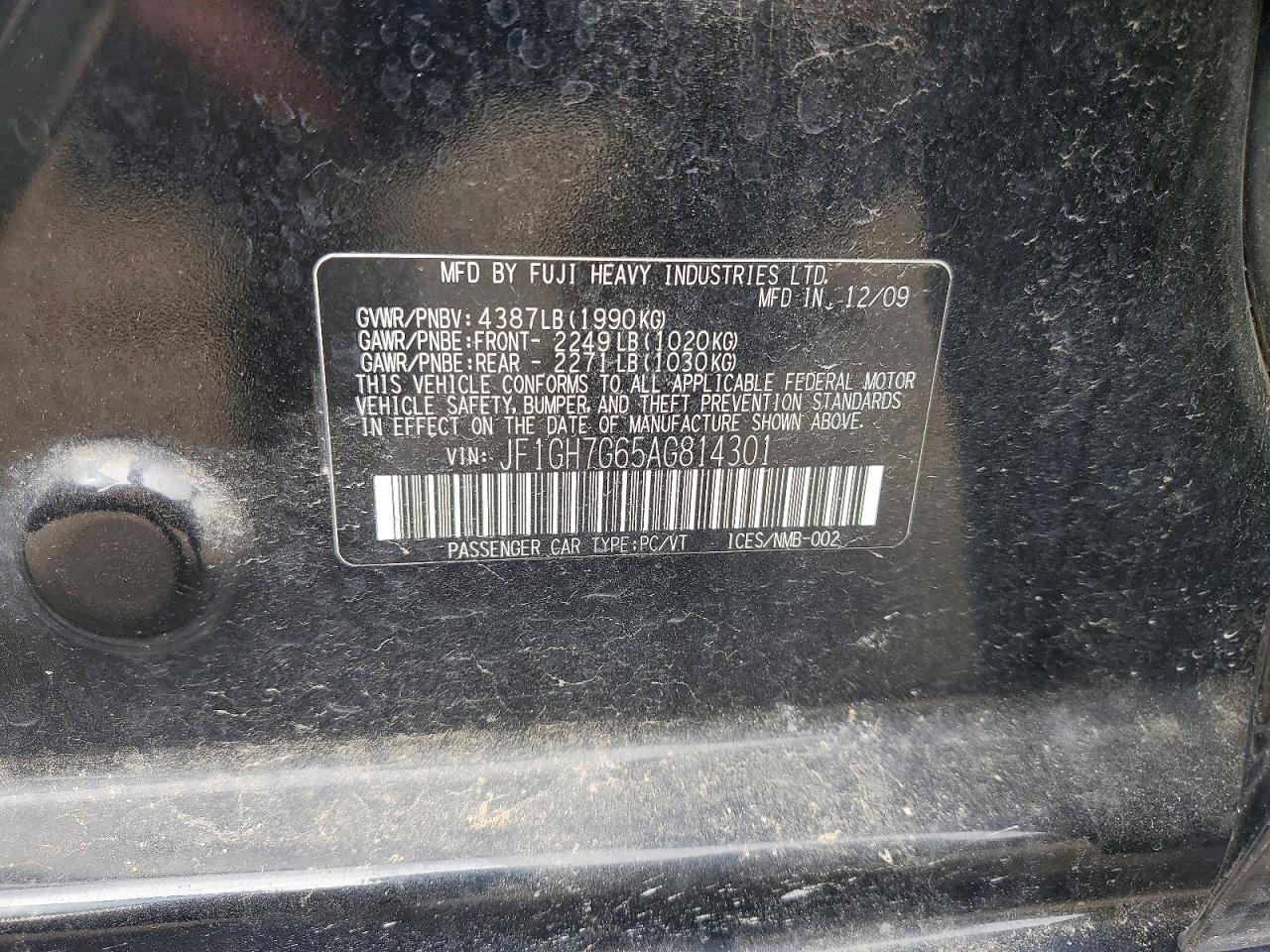 2010 SUBARU WRX