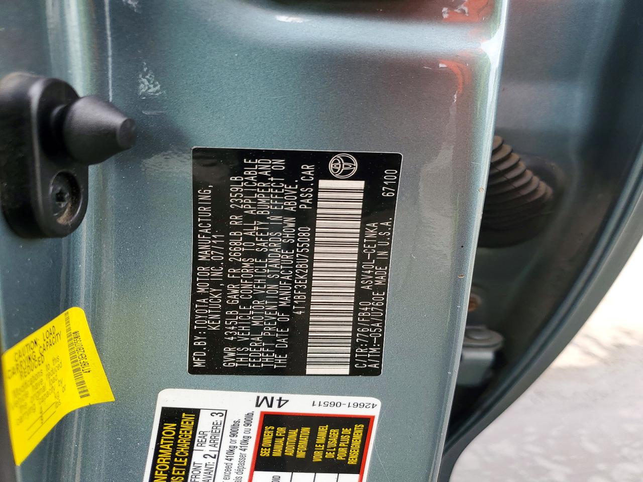 2011 TOYOTA CAMRY