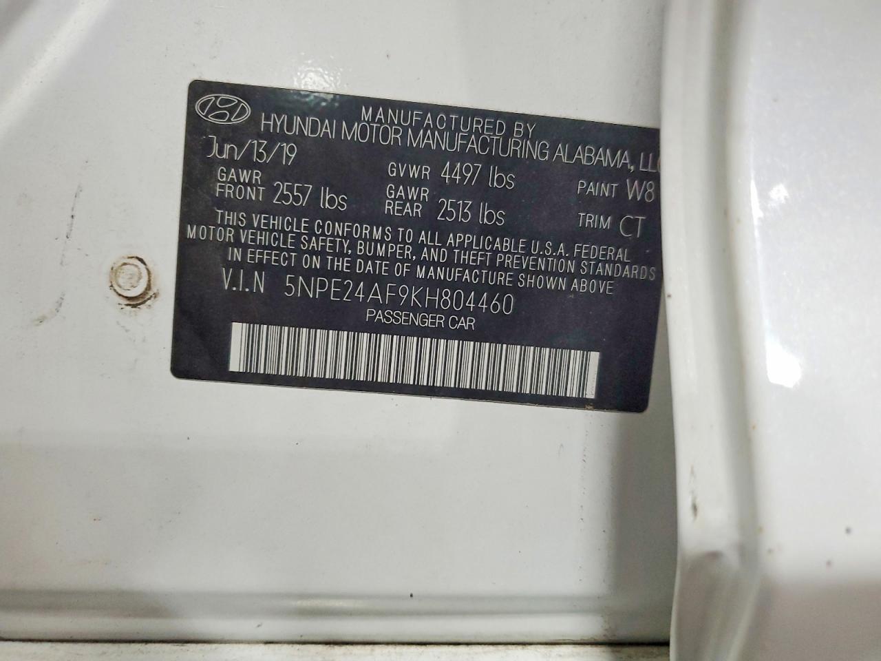 2019 HYUNDAI SONATA
