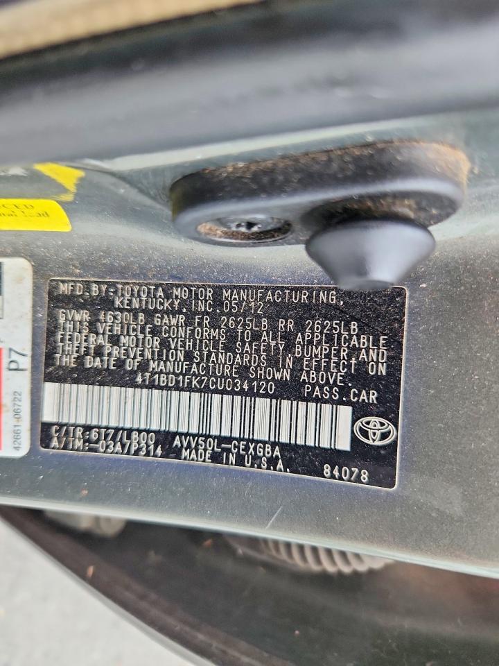 2012 TOYOTA CAMRY SOLA