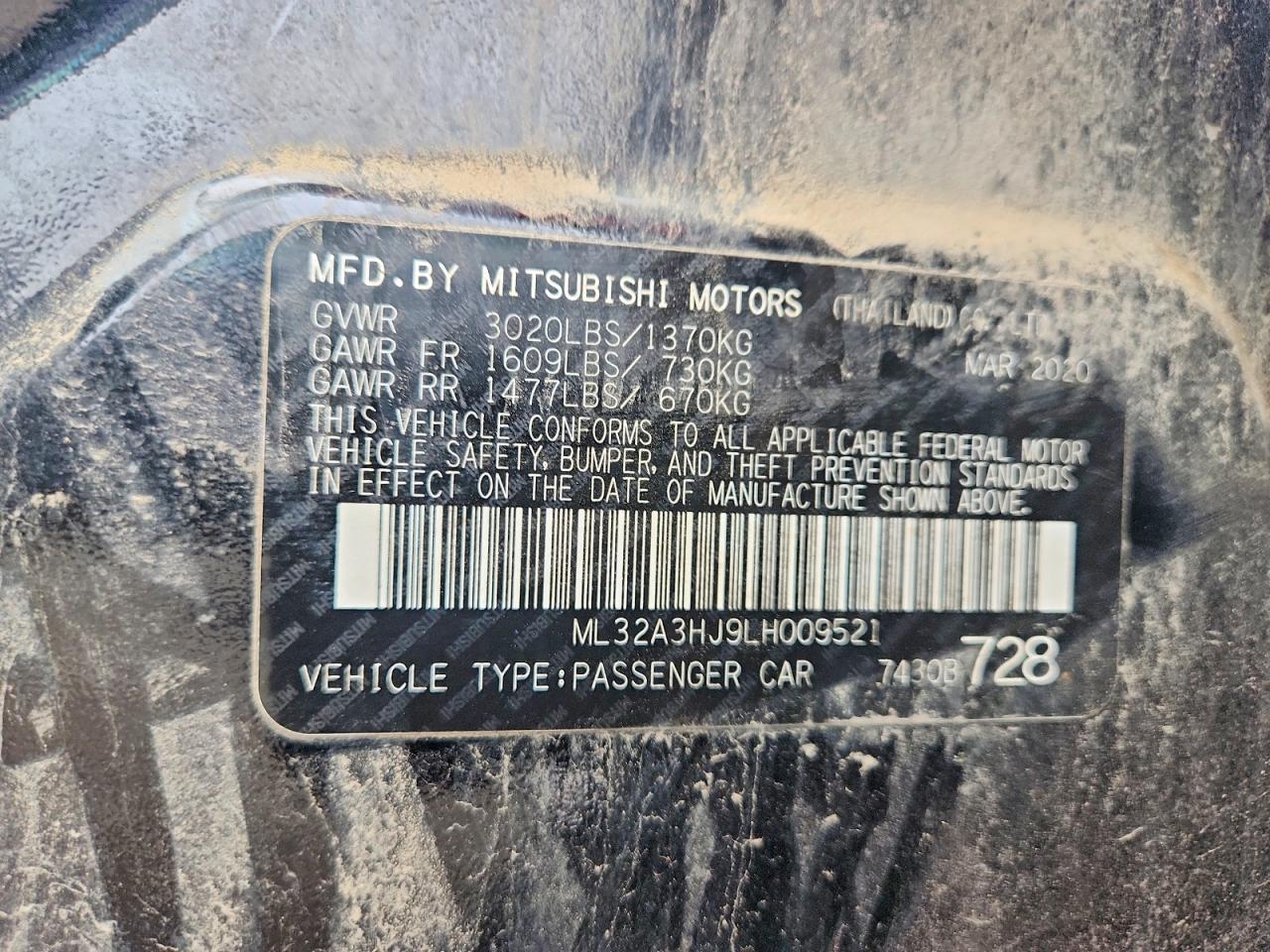 2020 MITSUBISHI MIRAGE