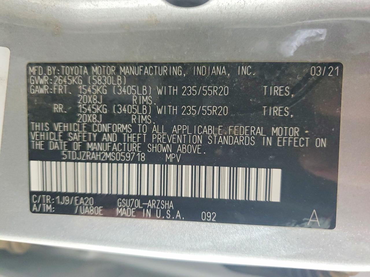 2021 TOYOTA HIGHLANDER