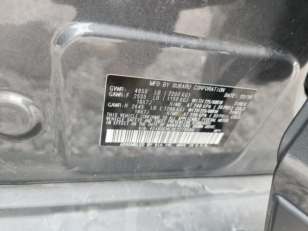 2019 SUBARU OUTBACK