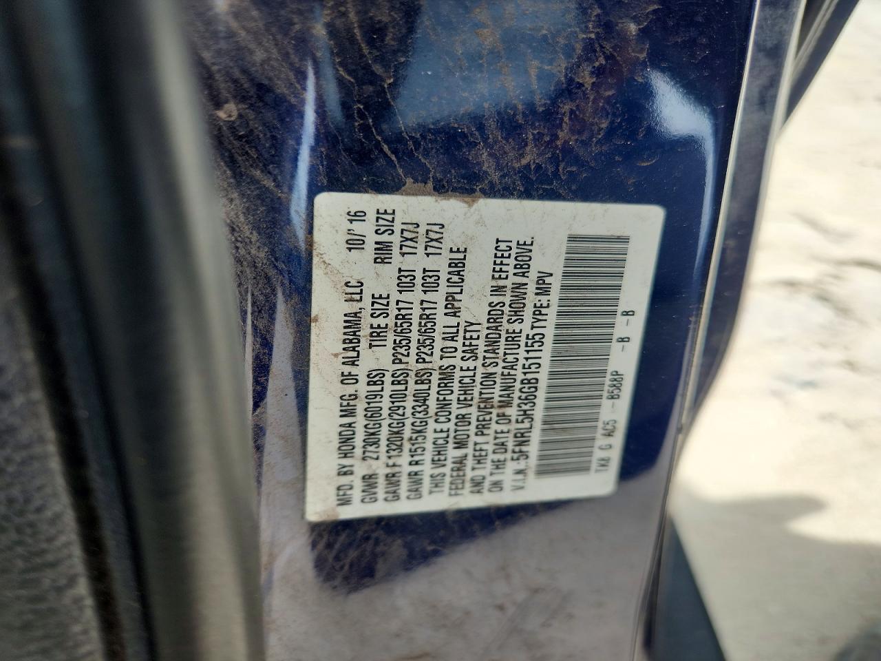 2016 HONDA ODYSSEY