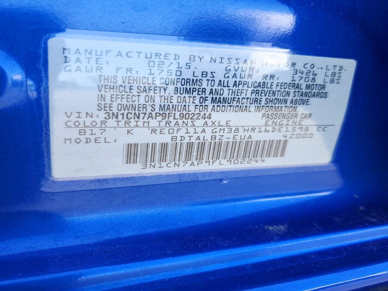 2015 NISSAN VERSA
