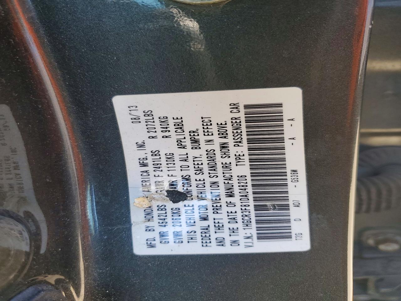 2013 HONDA ACCORD