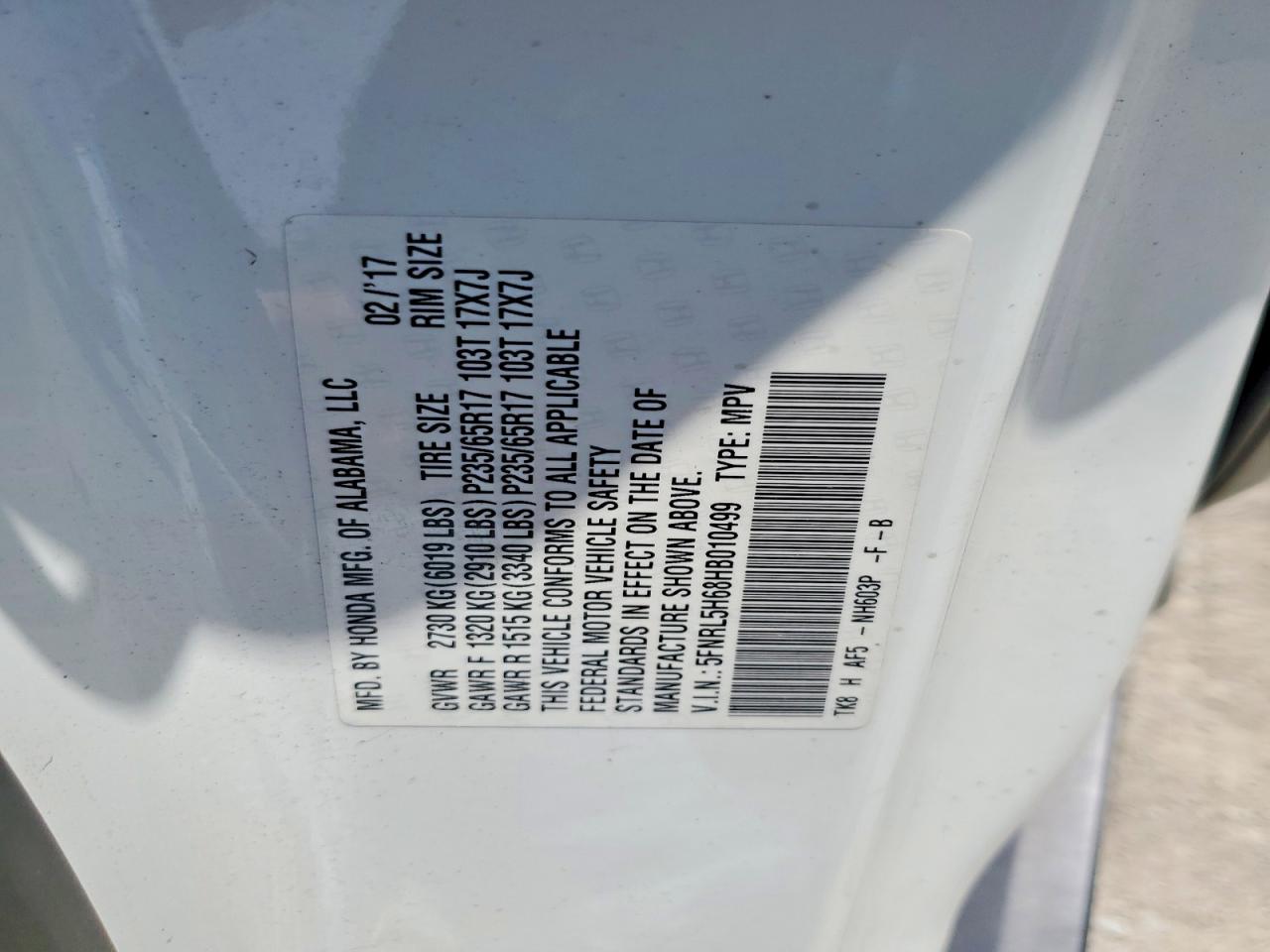 2017 HONDA ODYSSEY