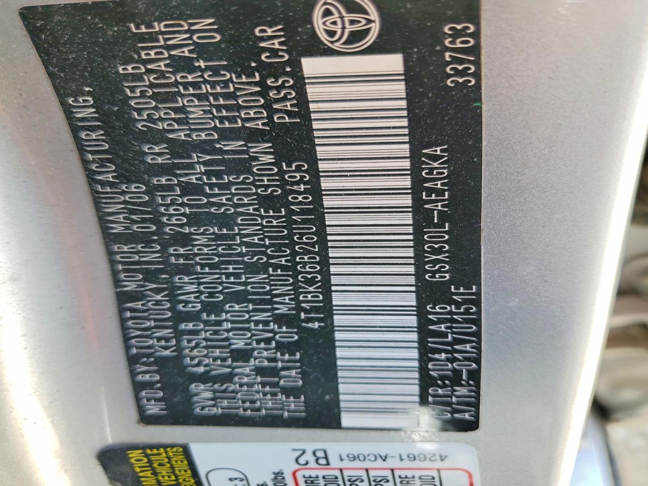 2006 TOYOTA AVALON